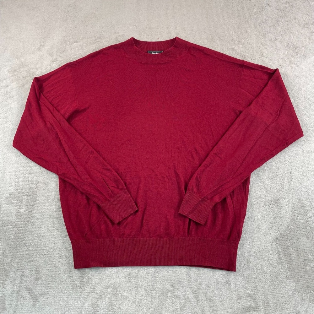 Vintage Neiman Marcus Cashmere-Silk Mock Neck Sweater Men XL Dark Red LS NWOT